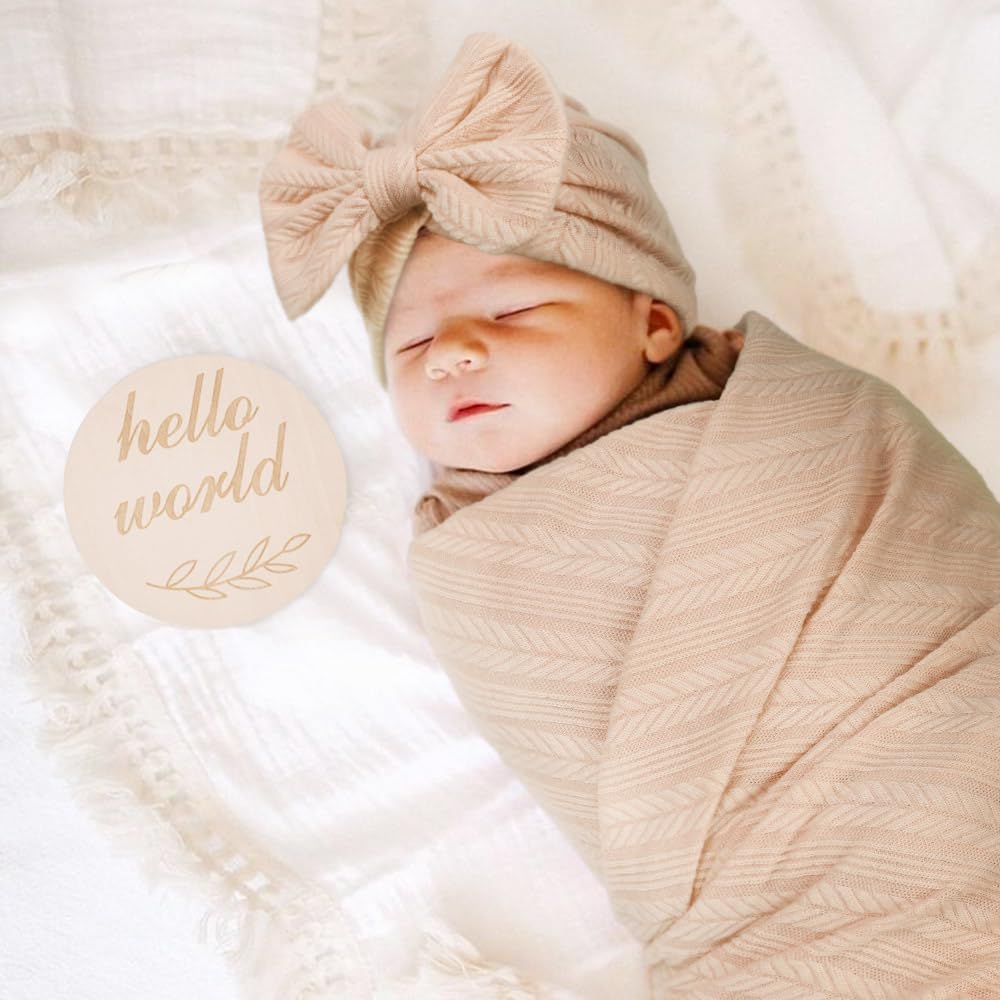 Detalle de DRESHOW Newborn Receiving Blanket Toddler Warm with Matching Bow Hat and Bow Headband