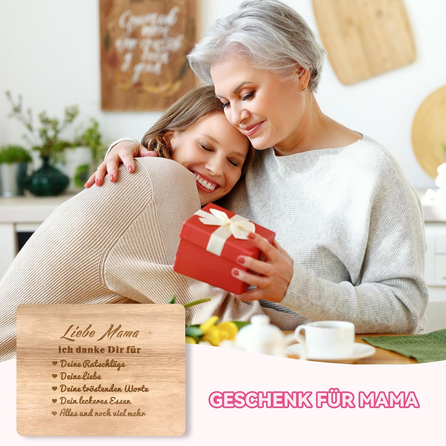 Thumbnail 6 de Schneidebrett aus Naturholz – Geschenkidee für Mama (Muttertag, Geburtstag, Weihnachten)