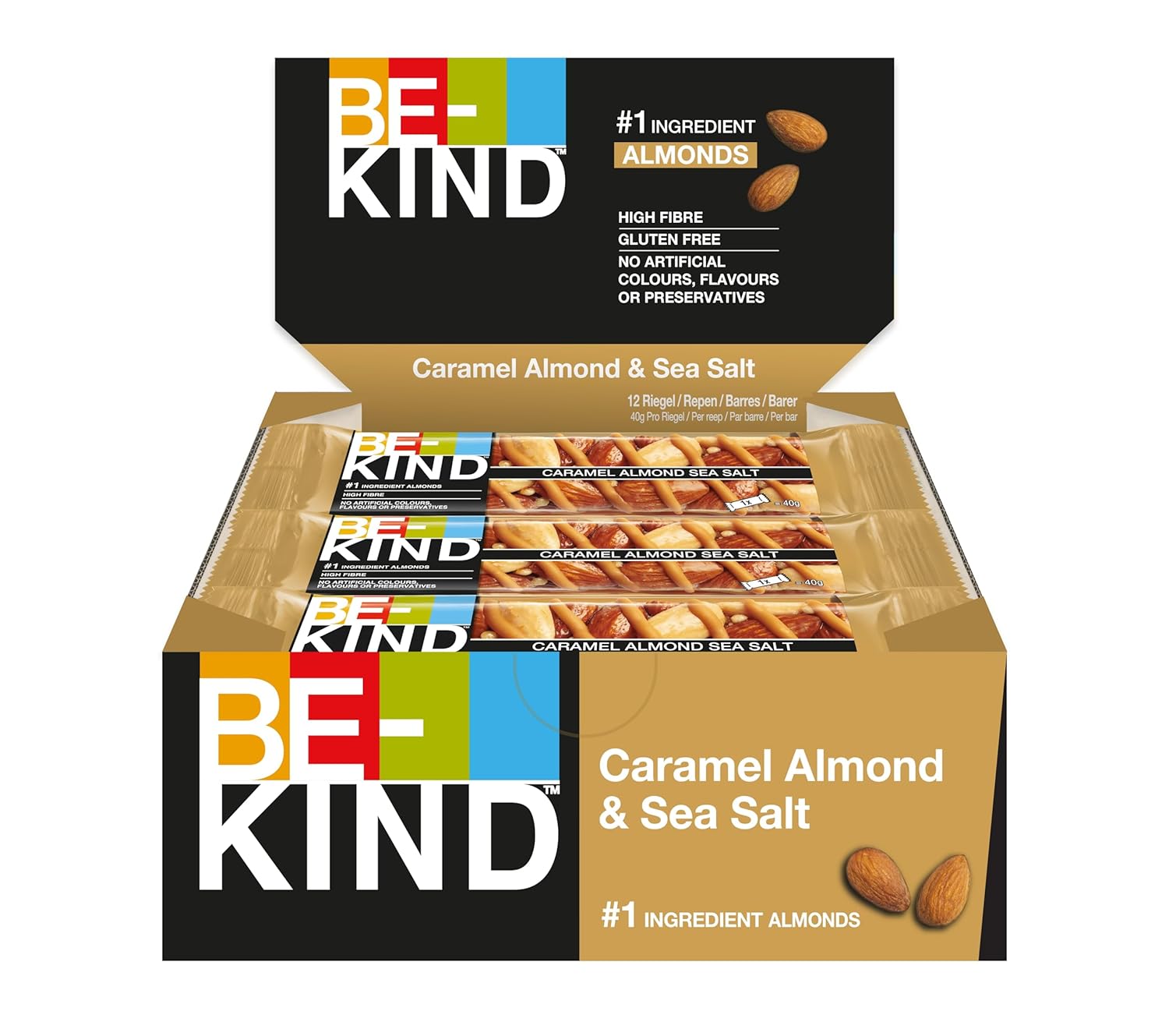 Thumbnail 1 de BE-KIND Caramel Almond & Sea Salt Snack-Riegel – glutenfrei, ballaststoffreich, 12 × 40 g