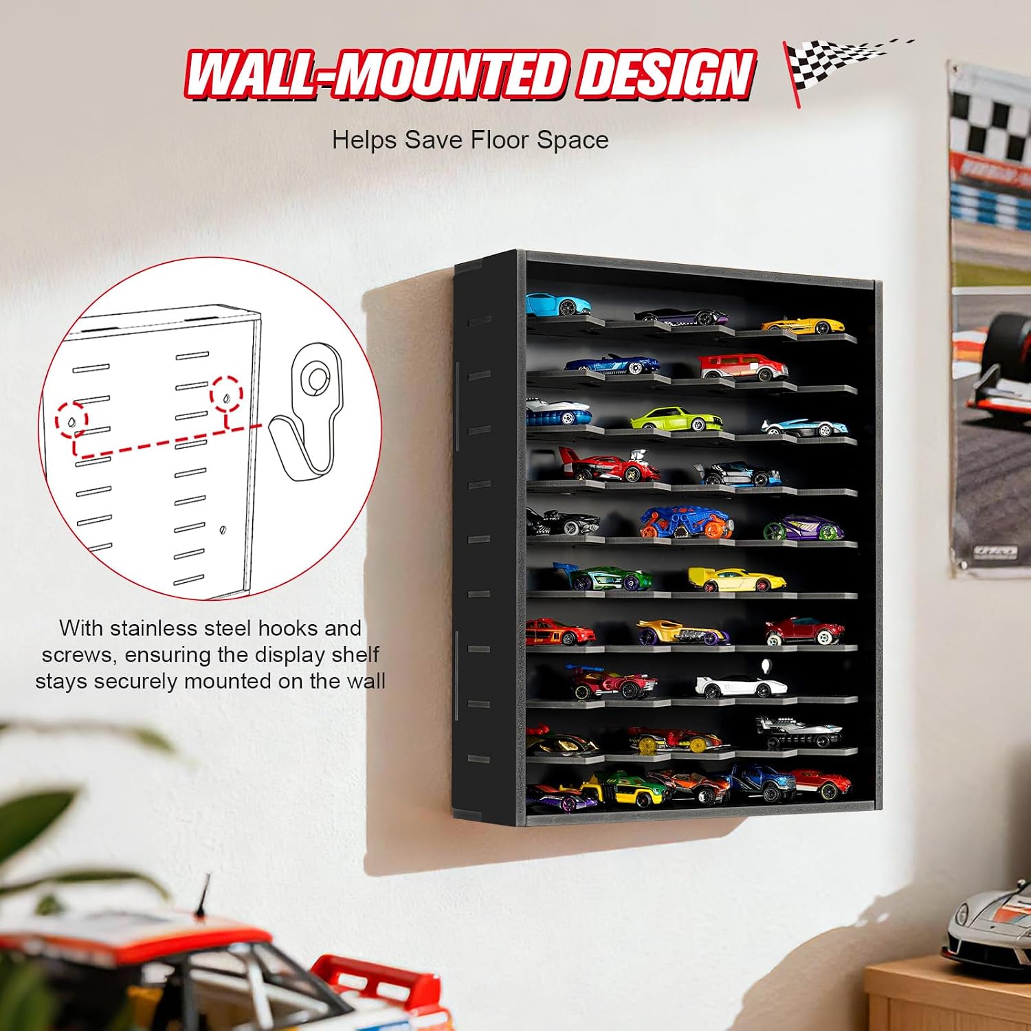 Thumbnail 2 de Krafetto Diecast Car Display Shelf, 50-Car Capacity