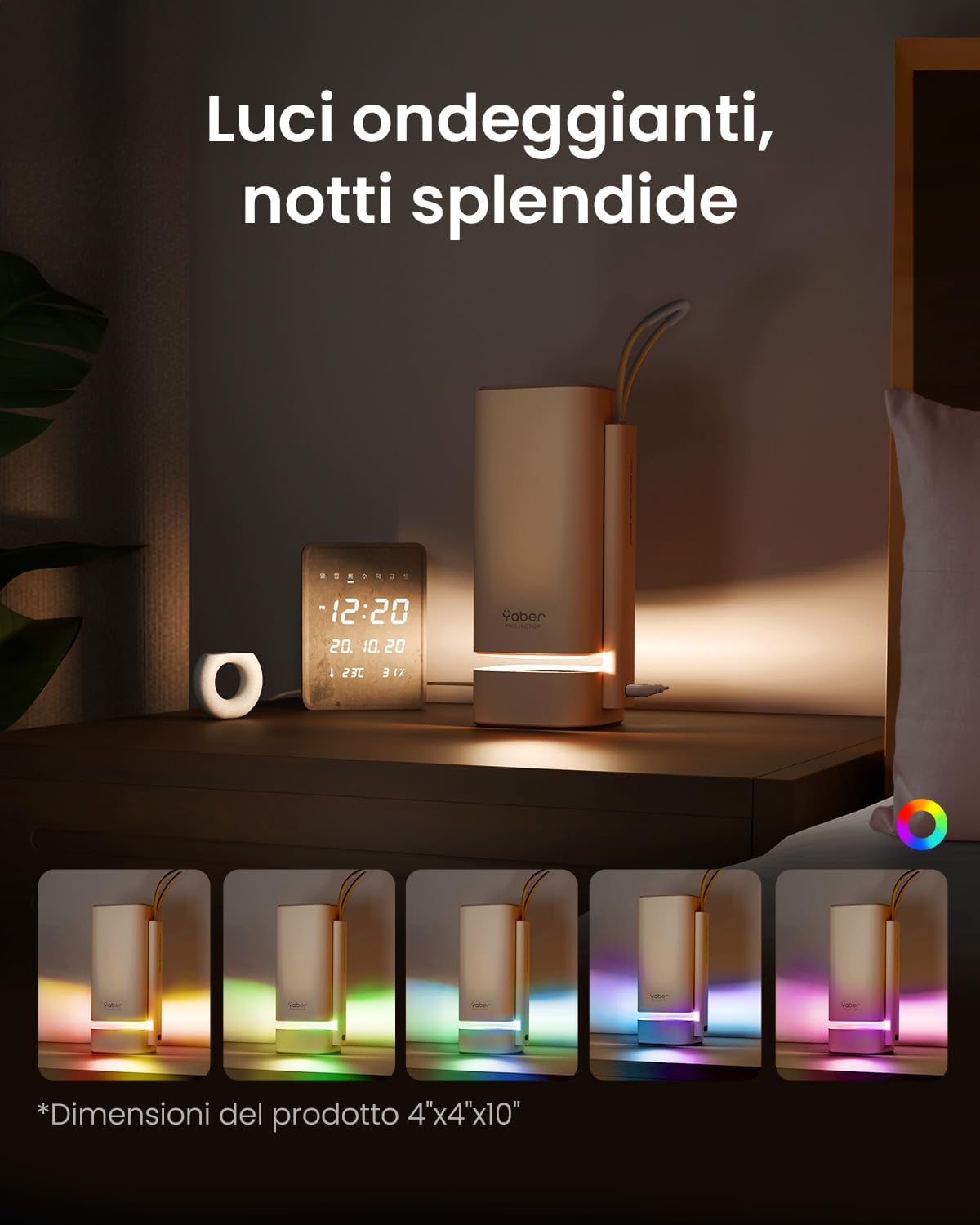 Detalle de Yaber T1 Pro Proiettore: cinema portatile 1080P con HDR10, 180° e audio Dolby
