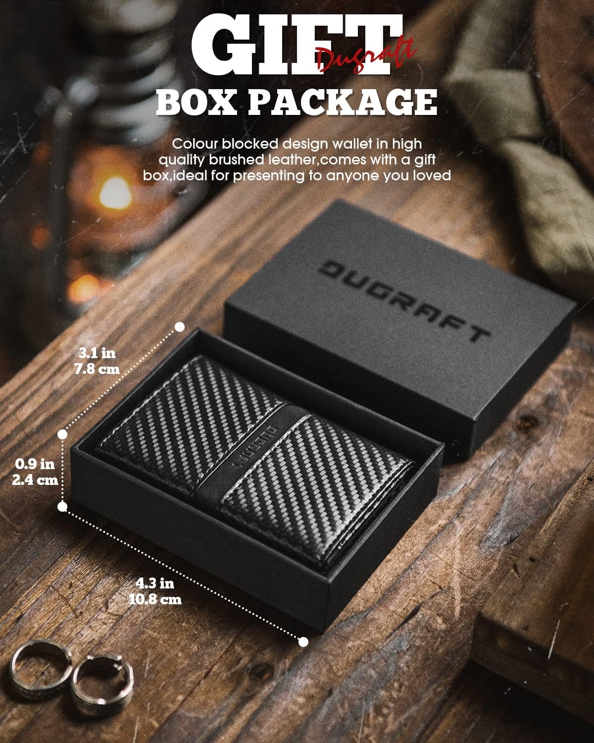 Detalle de DUGRAFT Mens Leather Wallet RFID Blocking with Pop Up Card Ejector, ID Window and 4 Extra Slots