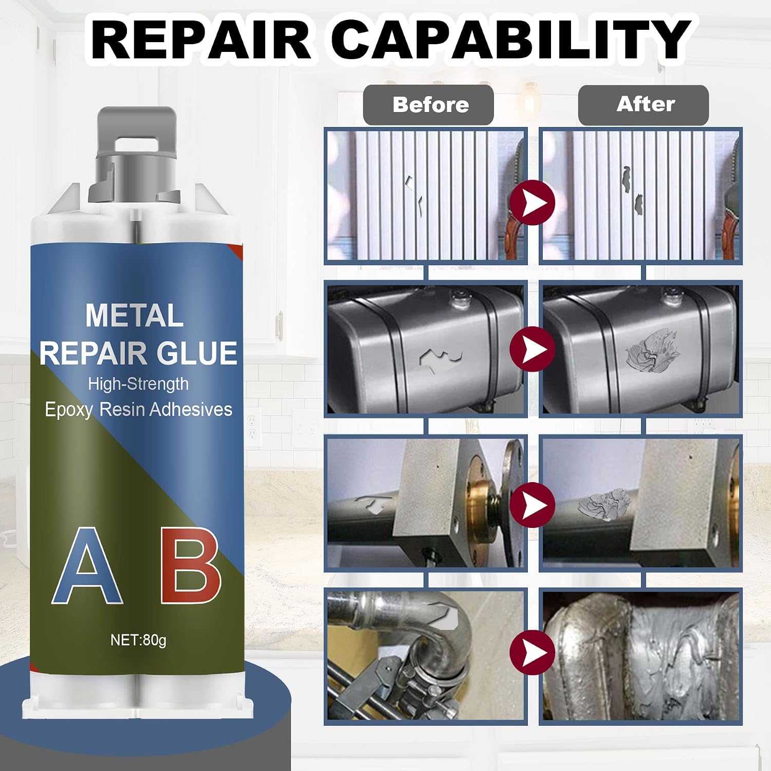 Detalle 2 de WAN2TLK Metal Repair Epoxy Adhesive, Heat-Resistant, Two-Piece Kit