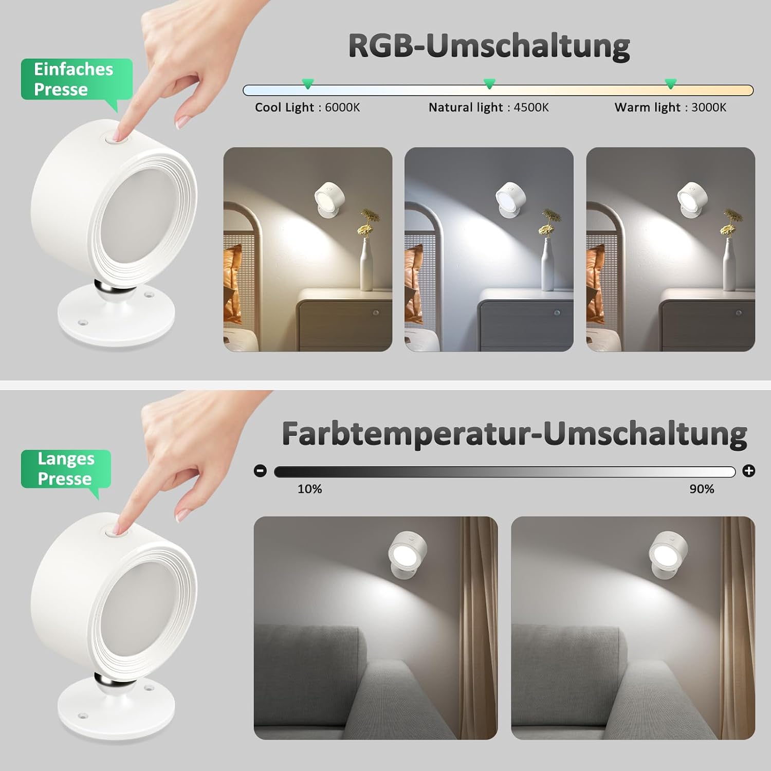 Thumbnail 2 de Lightbiz LED Akku Wandleuchte Innen 3er-Set
