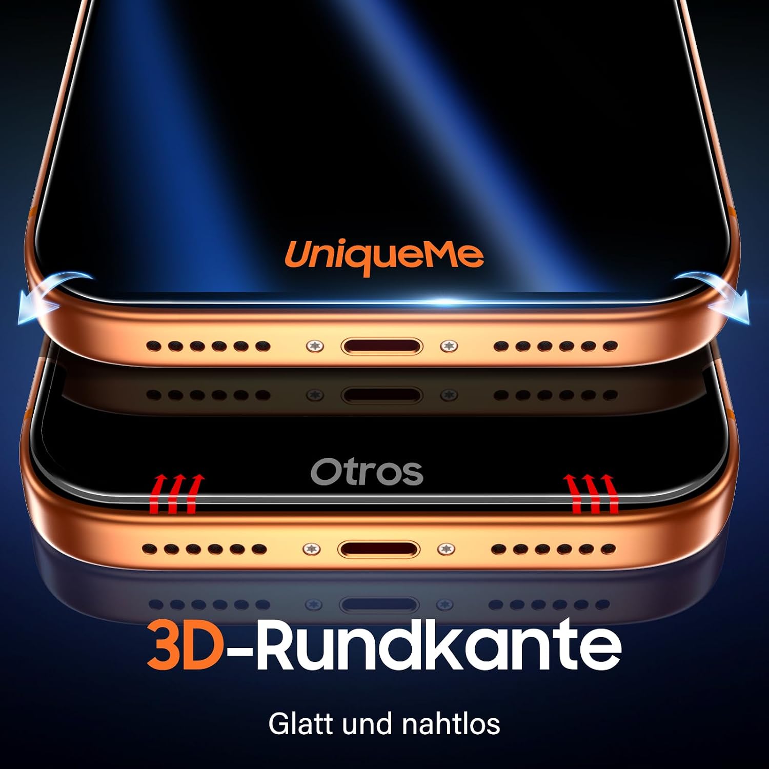 Detalle de UniqueMe Displayschutzfolie für iPhone 17 Pro Max – Sichtschutz + Panzerglas, 2er Pack