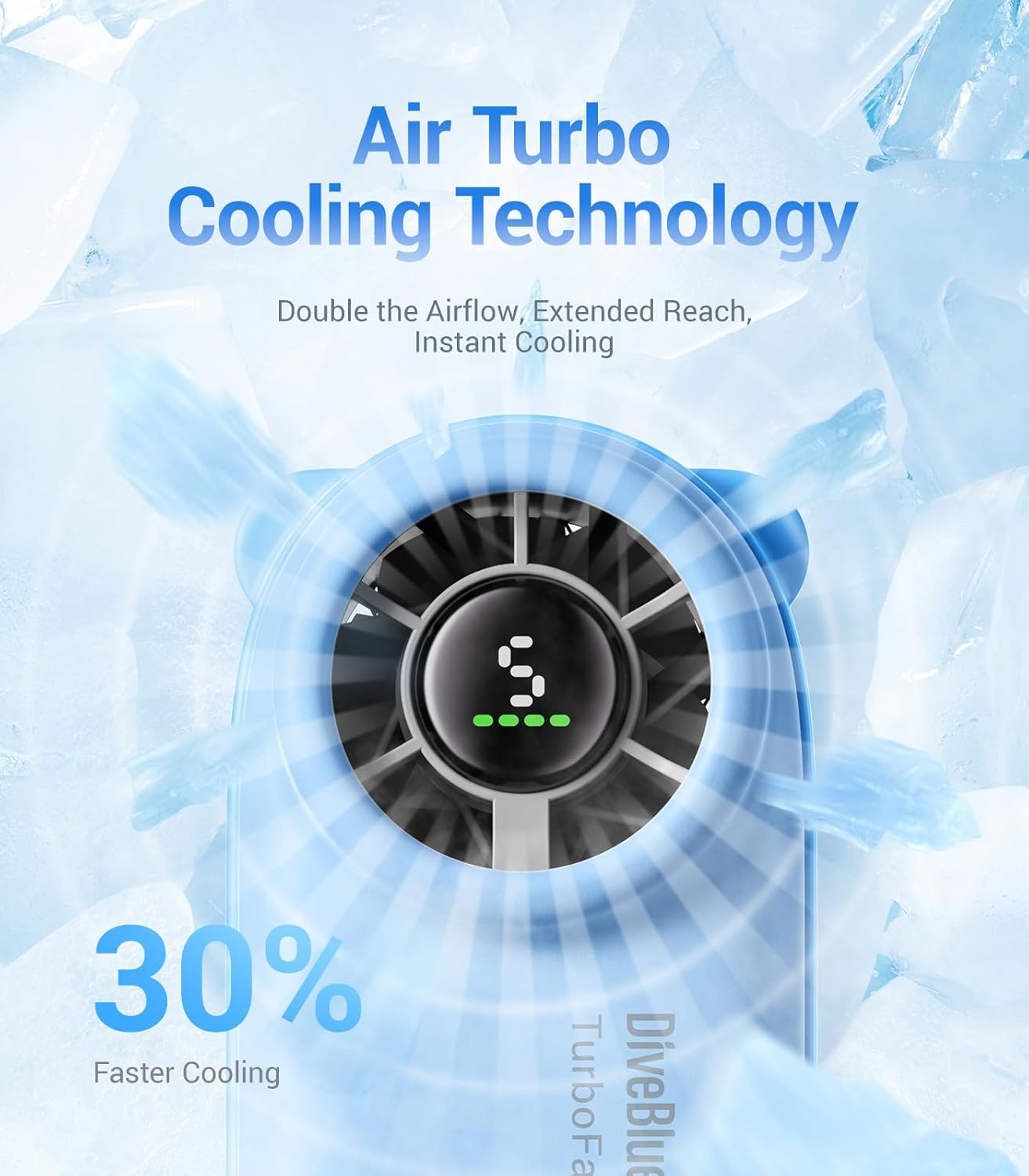 Thumbnail 2 de Diveblues Portable Handheld Turbo Fan: 4000mAh, 5 Speeds, Up to 16 Hours