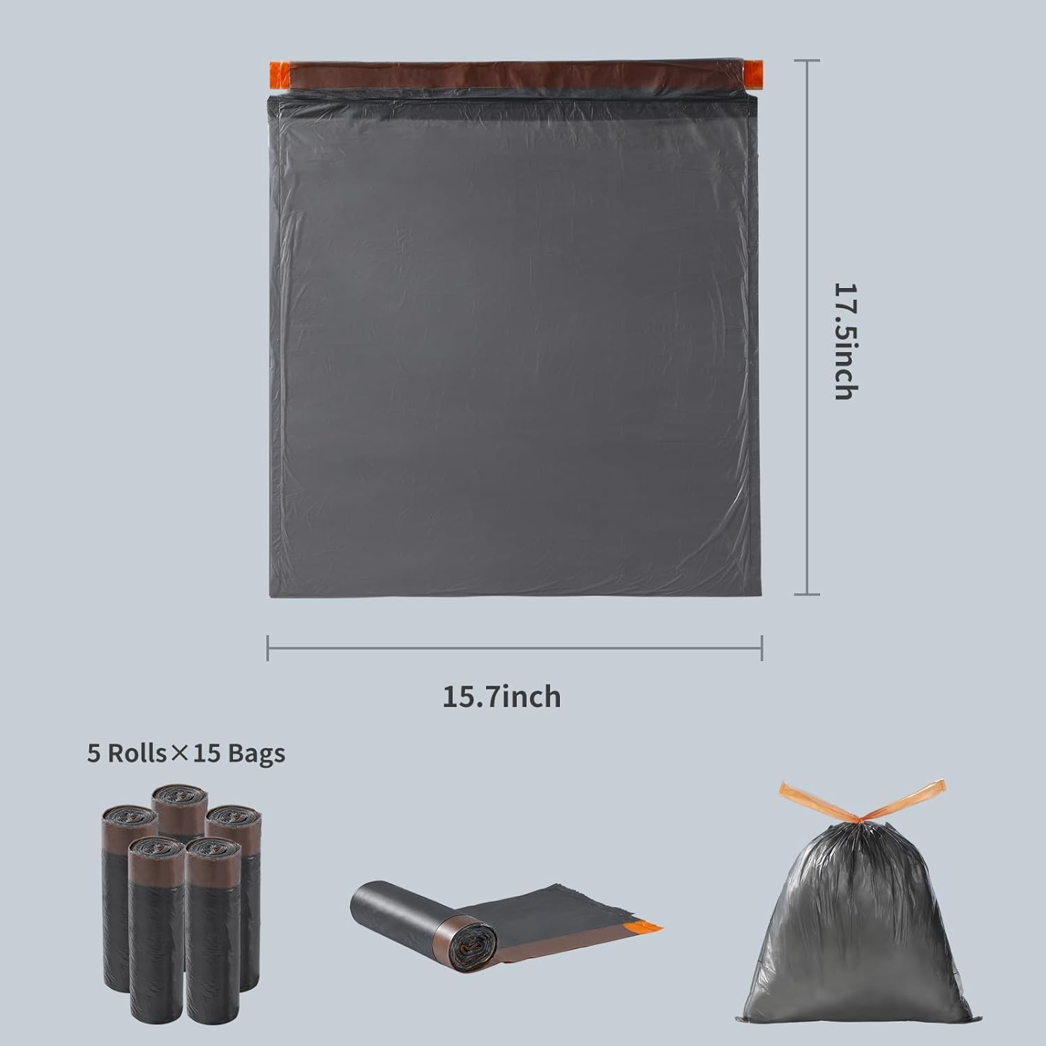 Thumbnail 1 de MOPALL Small Trash Bags with Drawstring, 2.6–4 Gallon, Black, 75 Count