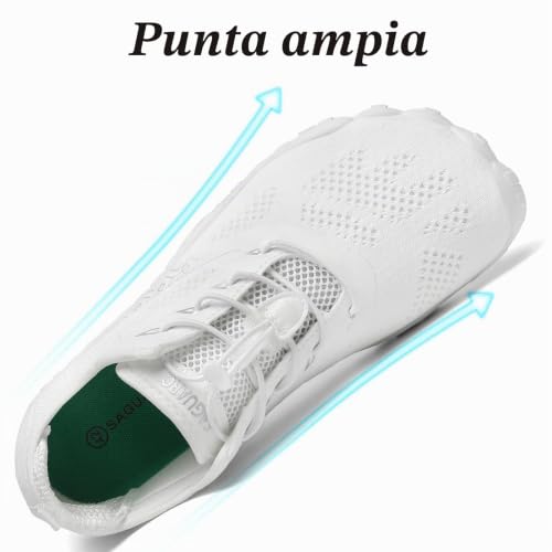 Detalle de SAGUARO Scarpe Barefoot Minimaliste Uomo Donna Multisport — Bianco, 47 EU