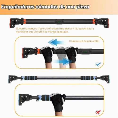 Detalle 2 de Barra de Dominadas sin Tornillos AETKFO: ajuste 72–110 cm para Gimnasio en casa