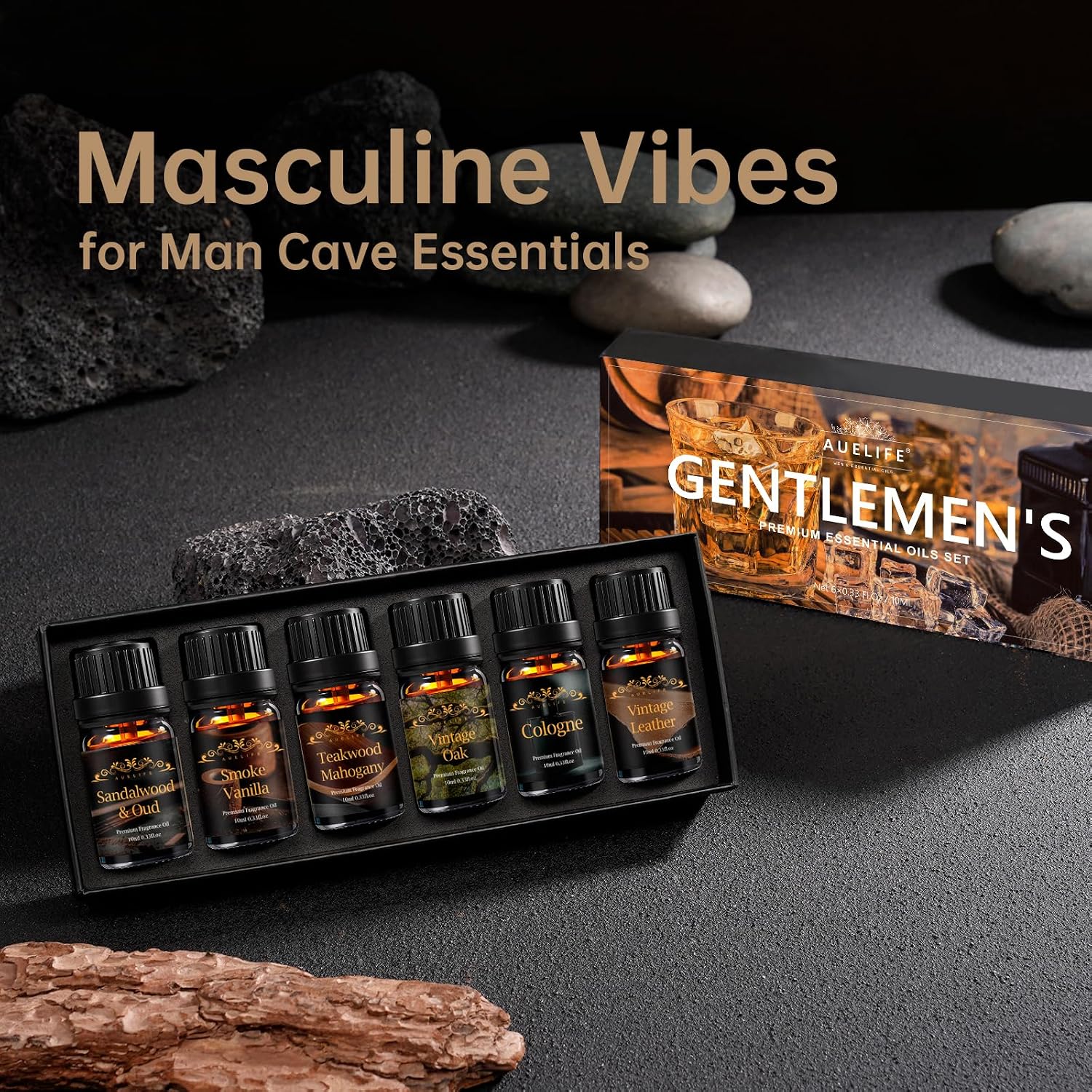 Detalle 2 de Auelife Men Essential Oil Set, 6 x 10 ml for Diffusers, Candles & Soap