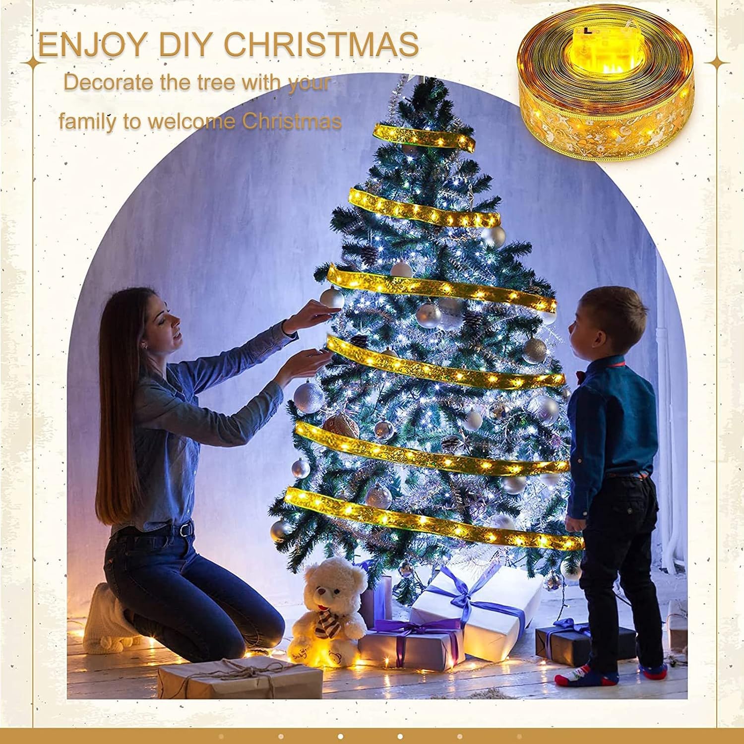Detalle 1 de Christmas ribbon lights, 12 m