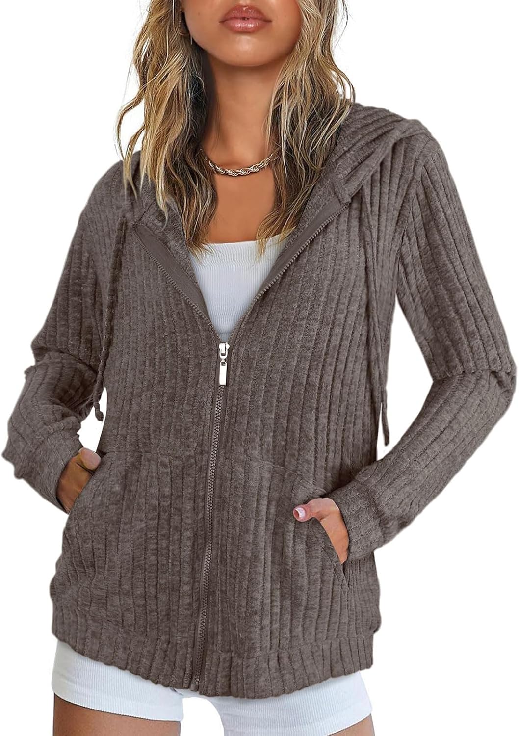 Thumbnail 6 de Flikity Womens Cardigans Zip Up Hoodie with Large Pockets – Lightweight Tunic Style Soft Knit
