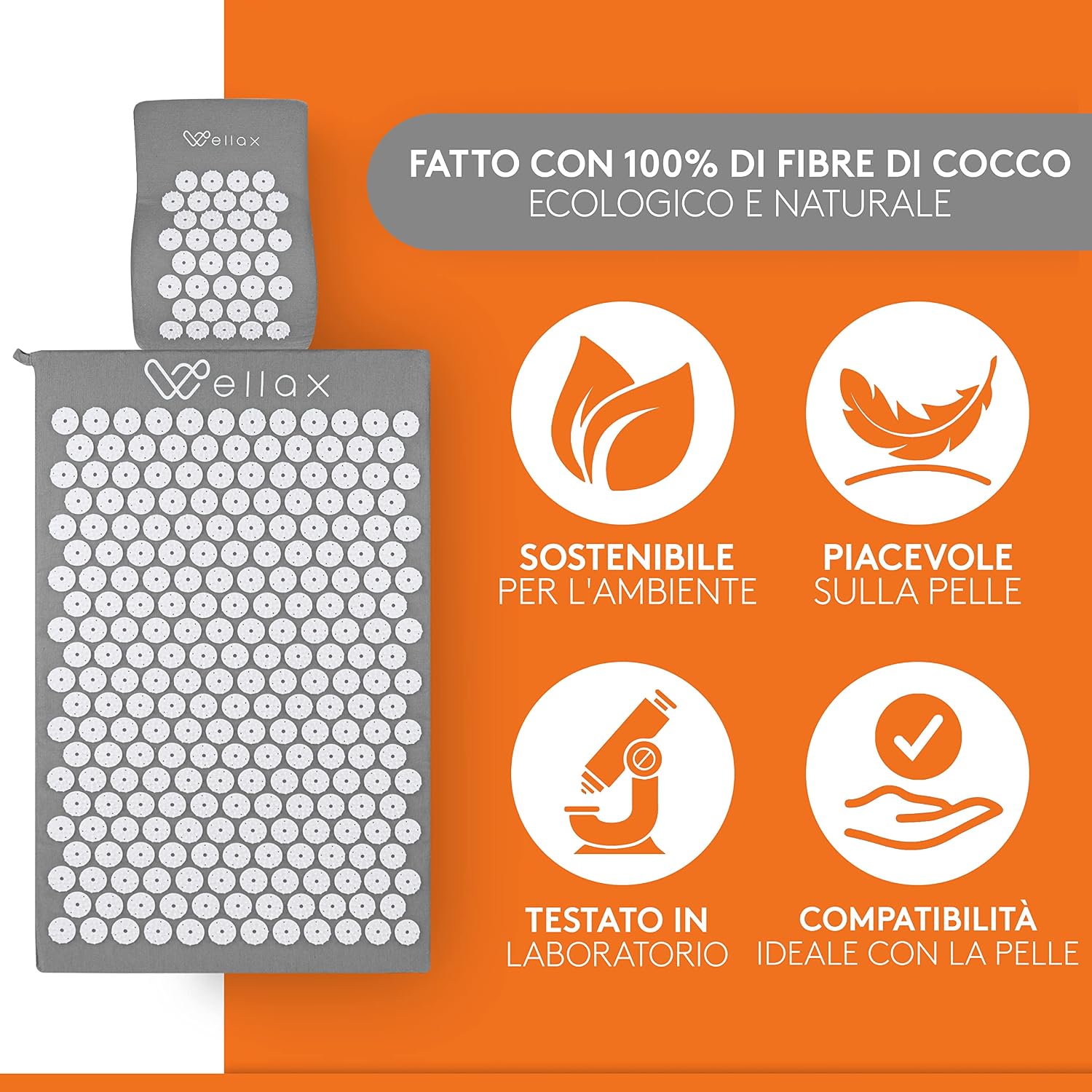 Thumbnail 4 de Wellax tappetino per agopressione con cuscino: set completo per rilassare tensioni e stimolare la circolazione