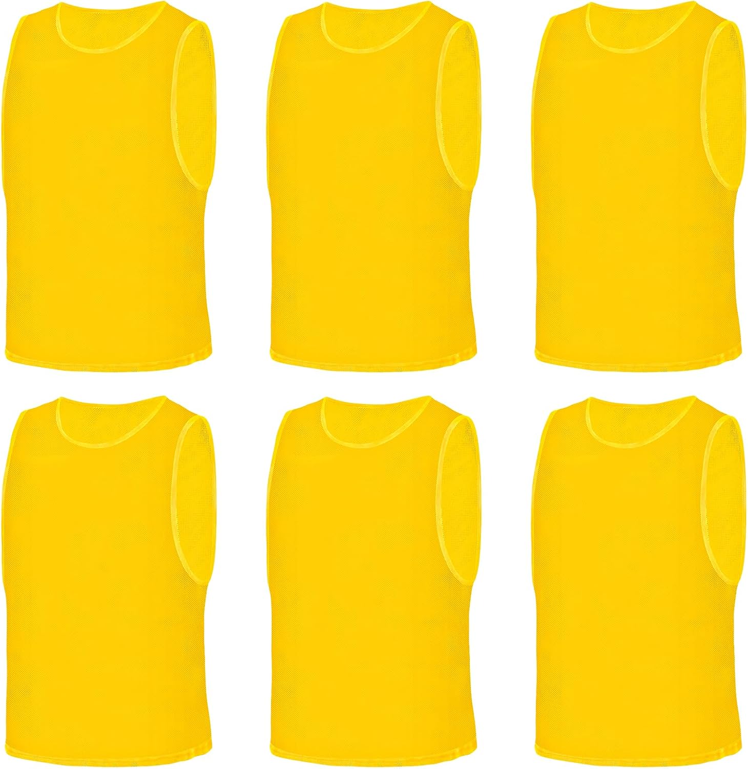 Detalle de AUYAO set van 6 voetbaltrainingshesjes voor kinderen, polyester mesh, maat M-XL