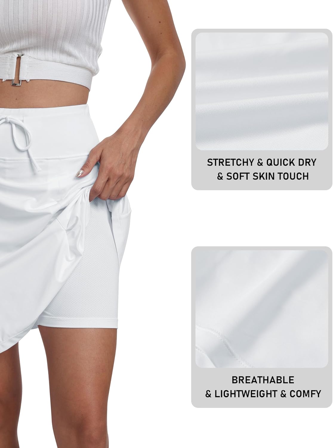 Thumbnail 3 de Jupe de tennis femme MoFiz – skort athlétique longueur genoux, short intérieur et poches