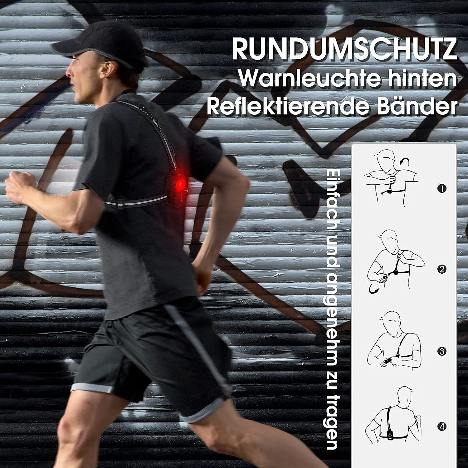 Thumbnail 6 de HONGYEA 304A-Running lamp borstlamp, USB-oplaadbaar, 500 lumen
