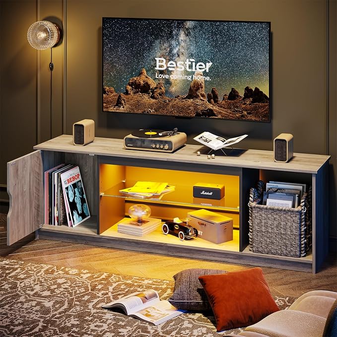 Detalle de Bestier Soporte de TV LED 145 cm para 55-65" con estantes