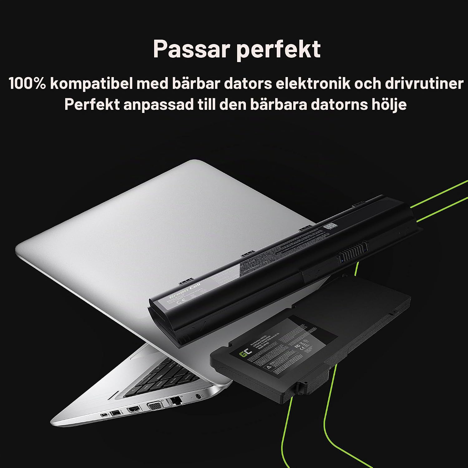 Detalle de Green Cell S Serie HSTNN-DB42 laptopbatteri, 4400 mAh, 10,8 V, 6 celler