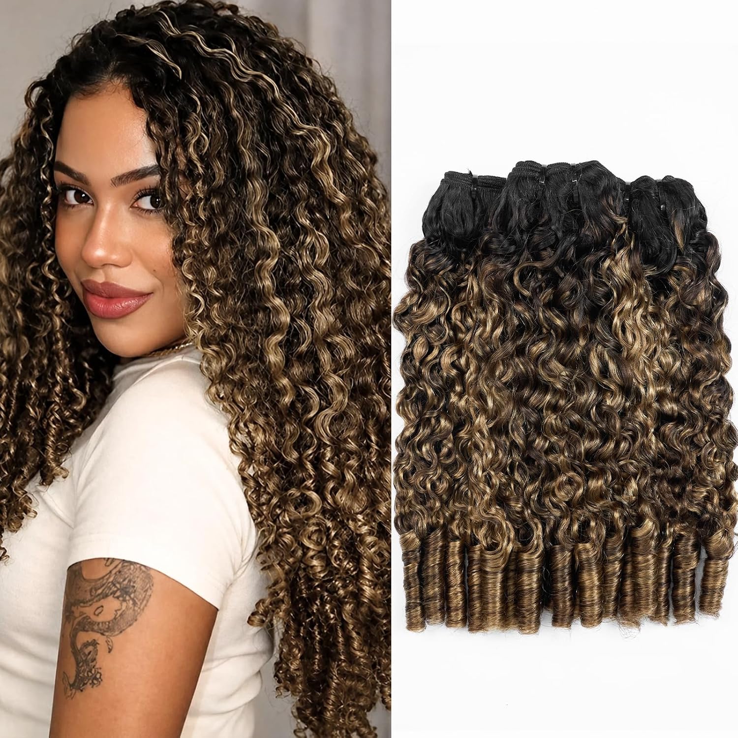 Detalle de ASHINE Burmese curly hair bundles 300g