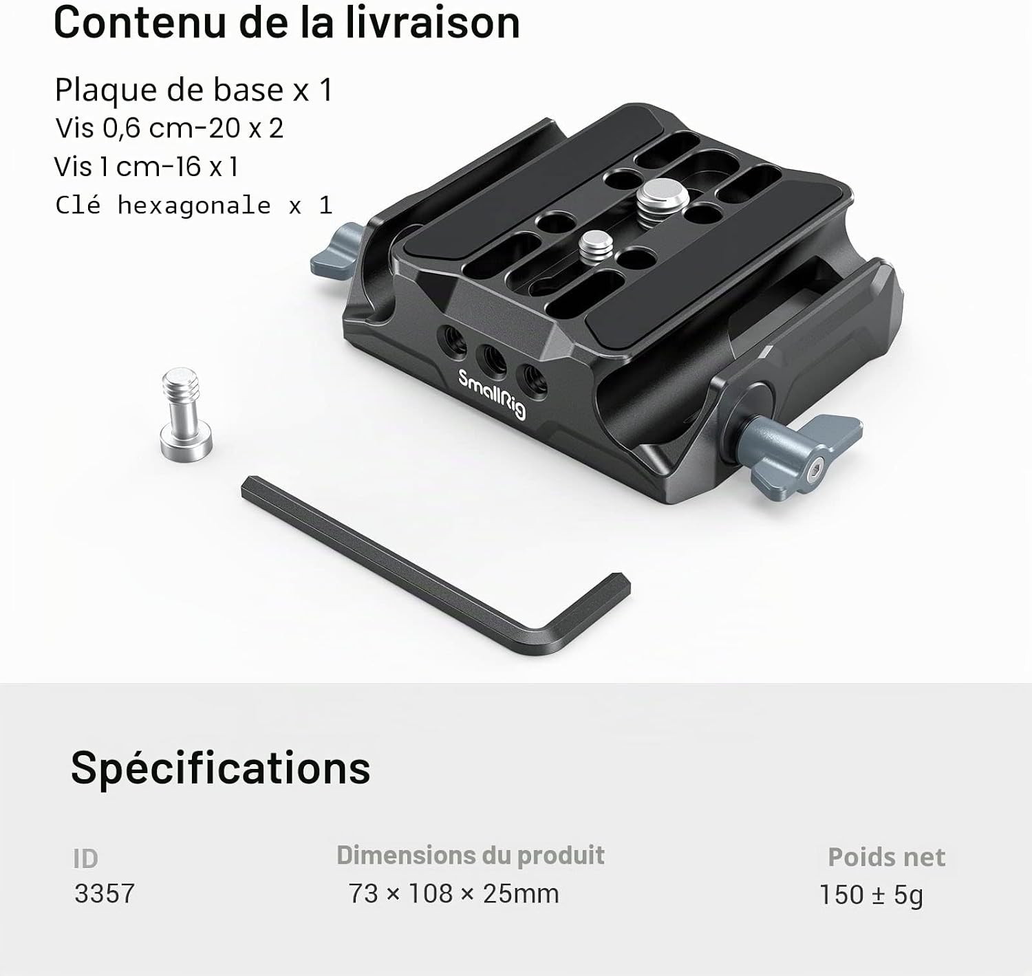 Thumbnail 6 de SMALLRIG 3357 plaque de base universelle