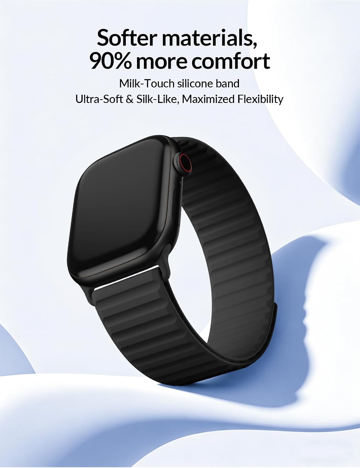 Detalle 1 de moencase Magnetic Silicone Sport Band for Apple Watch, Black