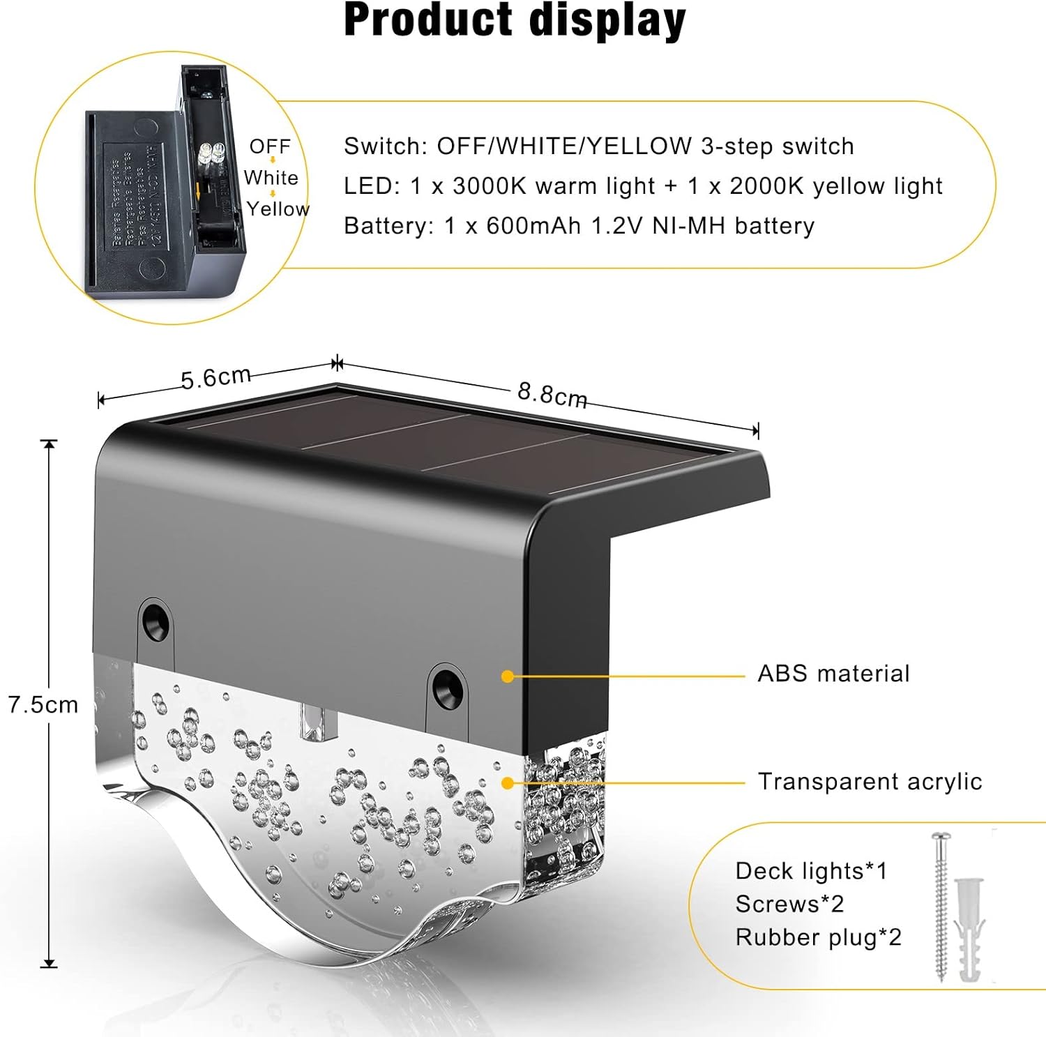 Thumbnail 5 de A.bigwhale Luces solares para cubierta 6 piezas