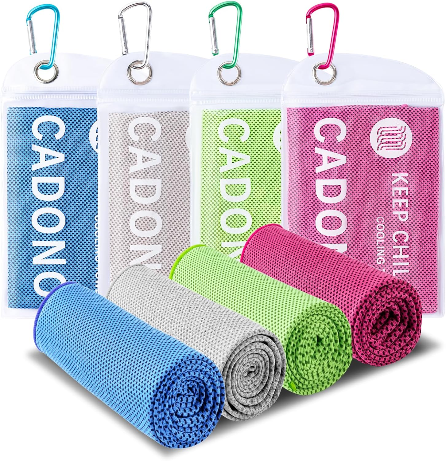 Detalle de CADONO 4 Pack Cooling Towel (40"x12"), Soft Breathable Ice Towel for Yoga, Sports, Running, Gym, Camping