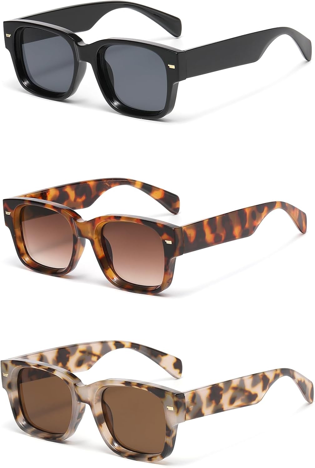 Thumbnail 6 de LJCZKA Retro Thick Rectangle Sunglasses – Unisex Vintage Square Frames with UV400 Protection
