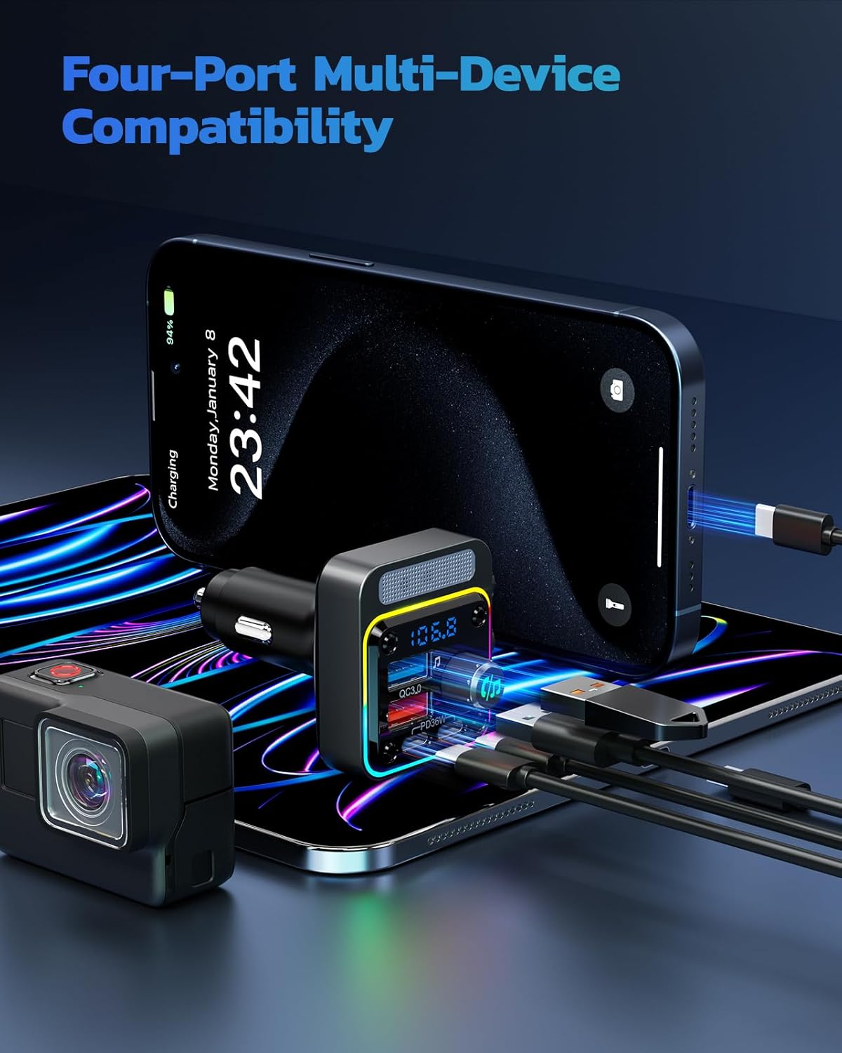Thumbnail 5 de Nulaxy 54W Bluetooth 5.3 Car Adapter with FM Transmitter