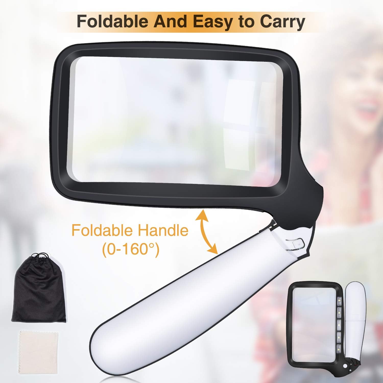 Thumbnail 4 de Kaome Rectangular Magnifying Glass 2X for Reading 📖