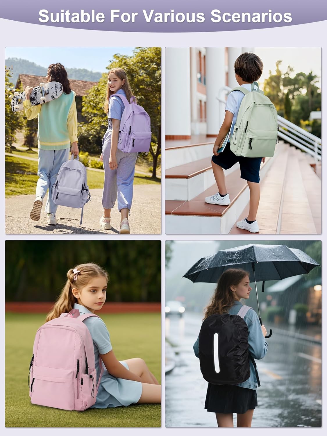 Thumbnail 2 de Fioretto FIORETTO Backpack for Women and Teens – Lightweight 20L School Bag with Laptop Compartment and Rain Cover