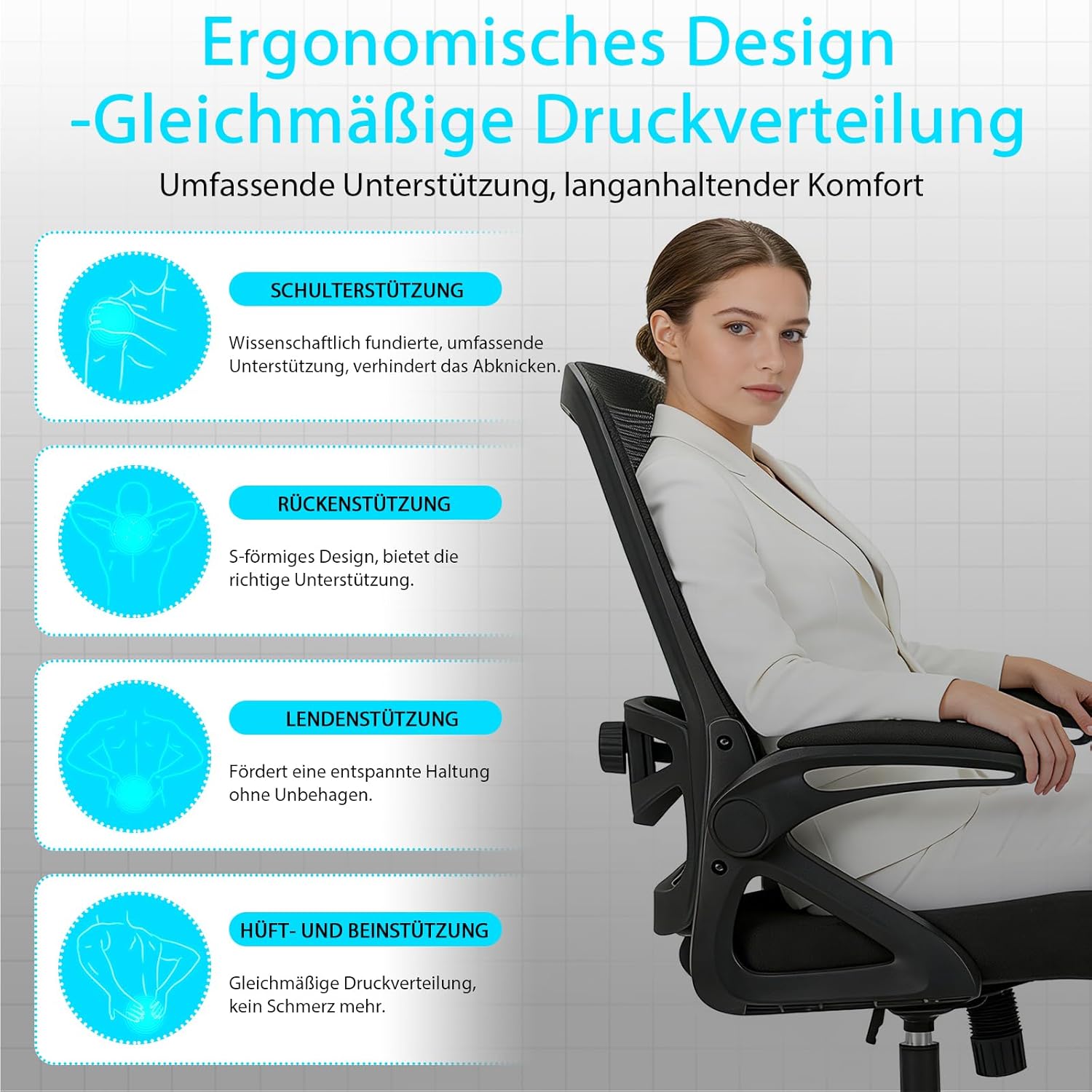 Thumbnail 6 de Milacyee Bürostuhl mit 4D-Lendenstütze