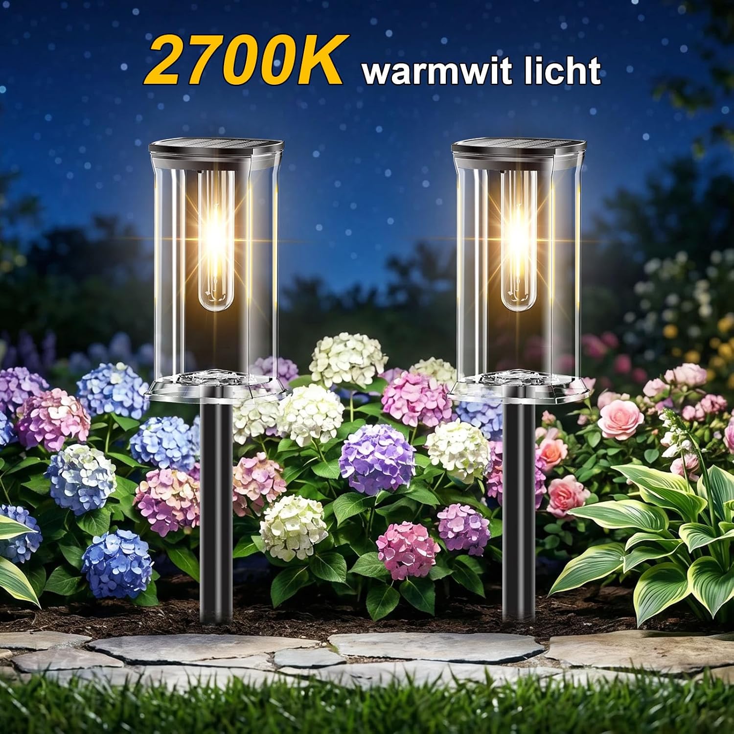 Detalle de SOLARBABY 12 Pezzi Luci Solari da Giardino Esterno LED Bianco Caldo IP65
