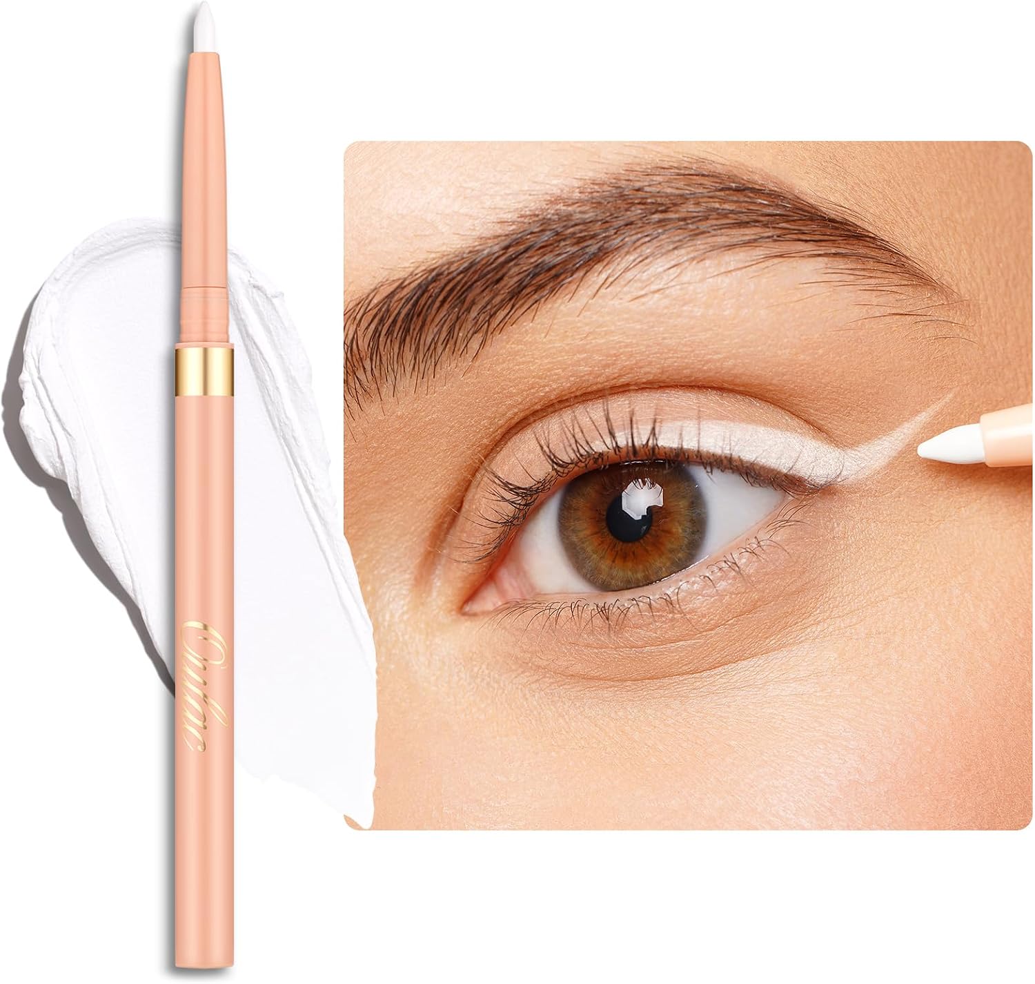 Detalle de OULAC Matita Occhi Waterproof White Waves – Matita eyeliner bianco, intenso, resistente all’acqua e 16 ore di tenuta