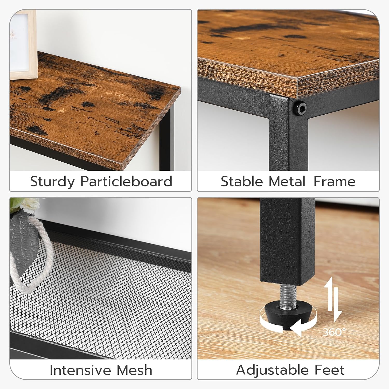 Thumbnail 6 de HOOBRO EBF73XG01 consoletafel met 3 niveaus en metalen gaasplanken