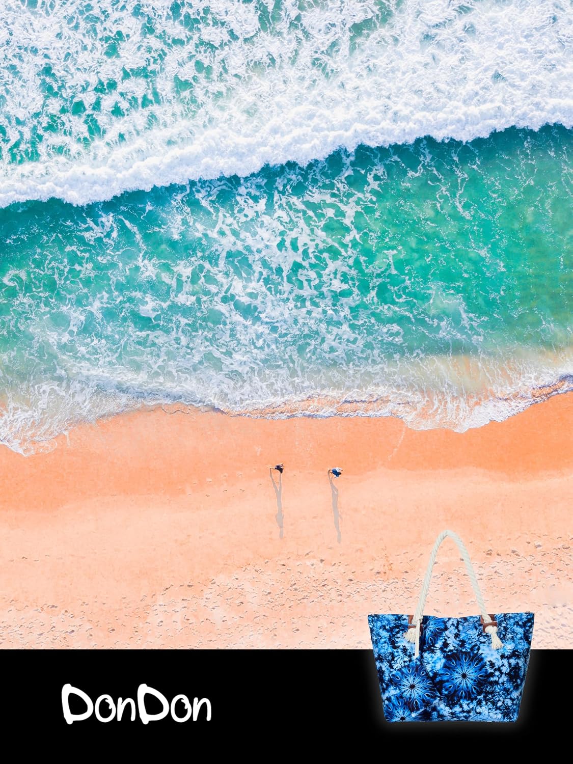 Detalle 2 de DonDon Strandtasche XXL mit Reißverschluss – Umhängetasche & Shopper im Beach-Look
