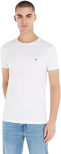 Detalle de Tommy Hilfiger Uomo T-Shirt Maniche Corte Core Stretch Slim Fit Bianco M