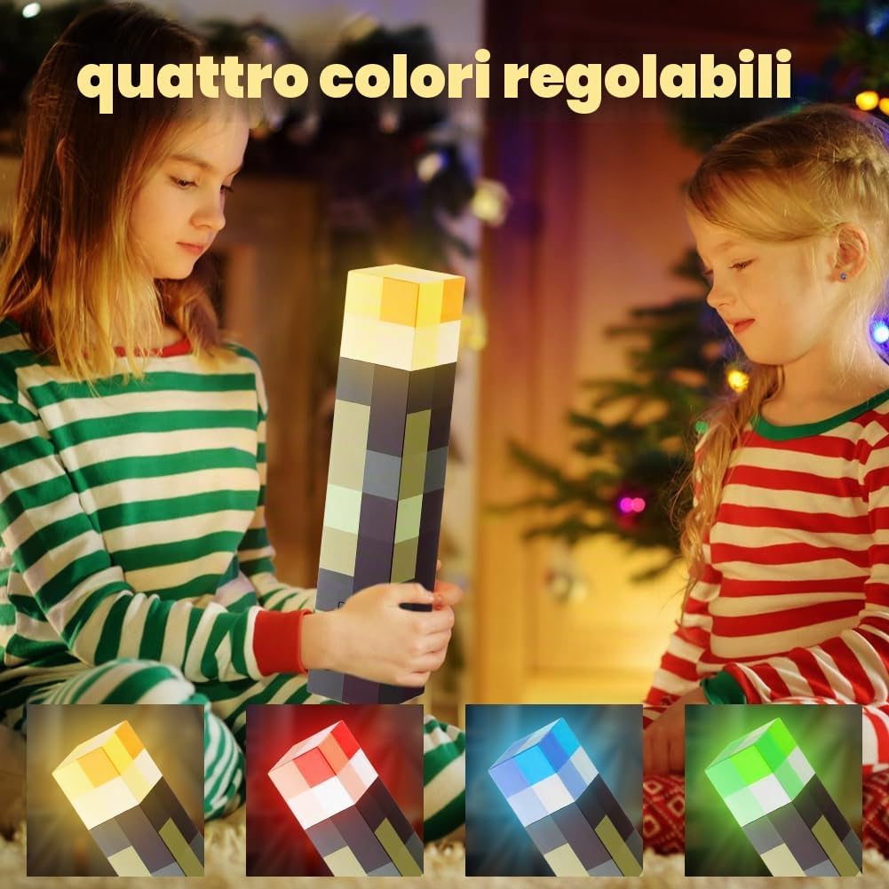Thumbnail 3 de Lampada da parete Miner Craft 28 cm con luce notturna USB ricaricabile e 4 colori