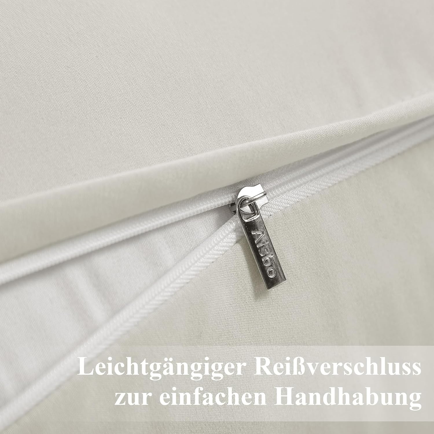 Detalle 2 de Aisbo Kissenbezug 40 x 80 2er Set – Kopfkissenbezug 40x80 beige aus Mikrofaser mit Reißverschluss, ÖKO-TEX