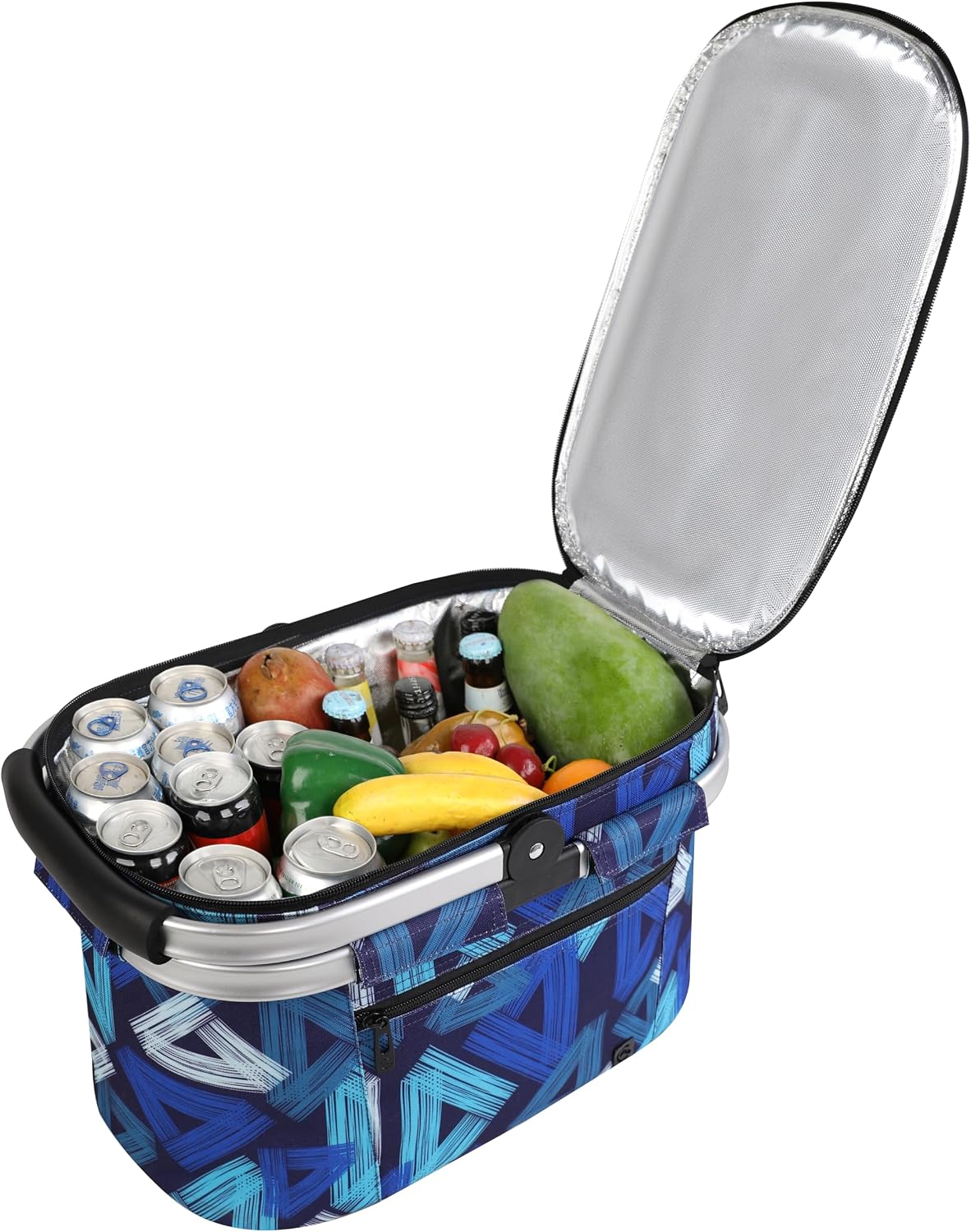 Detalle de ALLCAMP Faltbar Isoliert Kühltasche – Einkaufskorb Thermo mit Deckel, 2 Personen