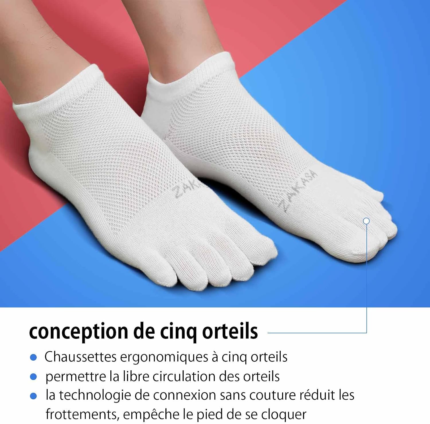 Detalle de PUTUO Chaussettes à Doigts de Sport pour Homme – Chaussettes à 5 Orteils en coton, respirantes et confortables