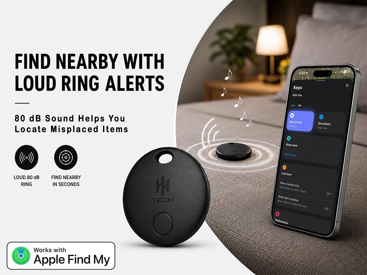 Thumbnail 1 de HH-Tech Smart Tag (Pack-2 Black+White) for Apple Find My: Key Finder & Tracker