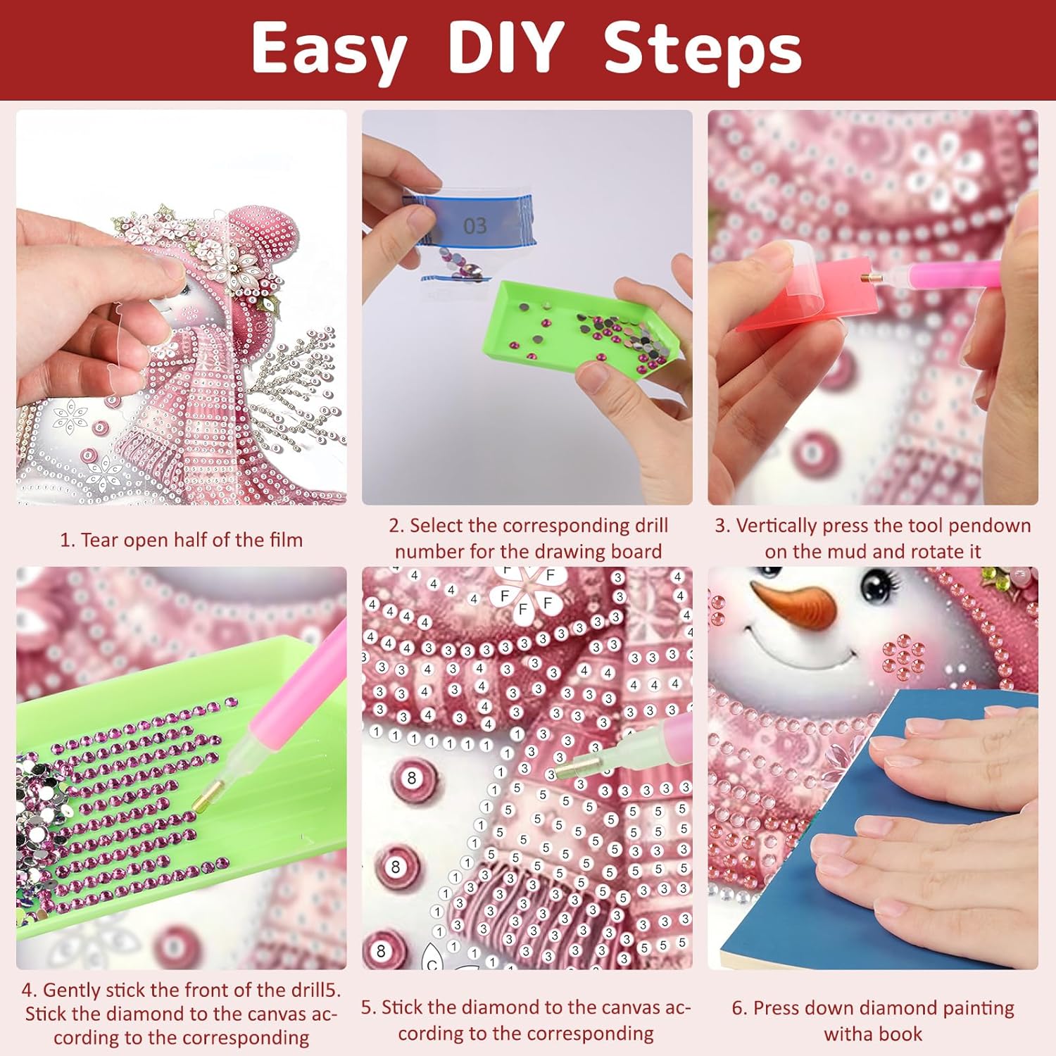 Detalle de GHHKUD Christmas Hanging Diamond Art Kit – Special Shaped Snowmen 5D Diamond Painting