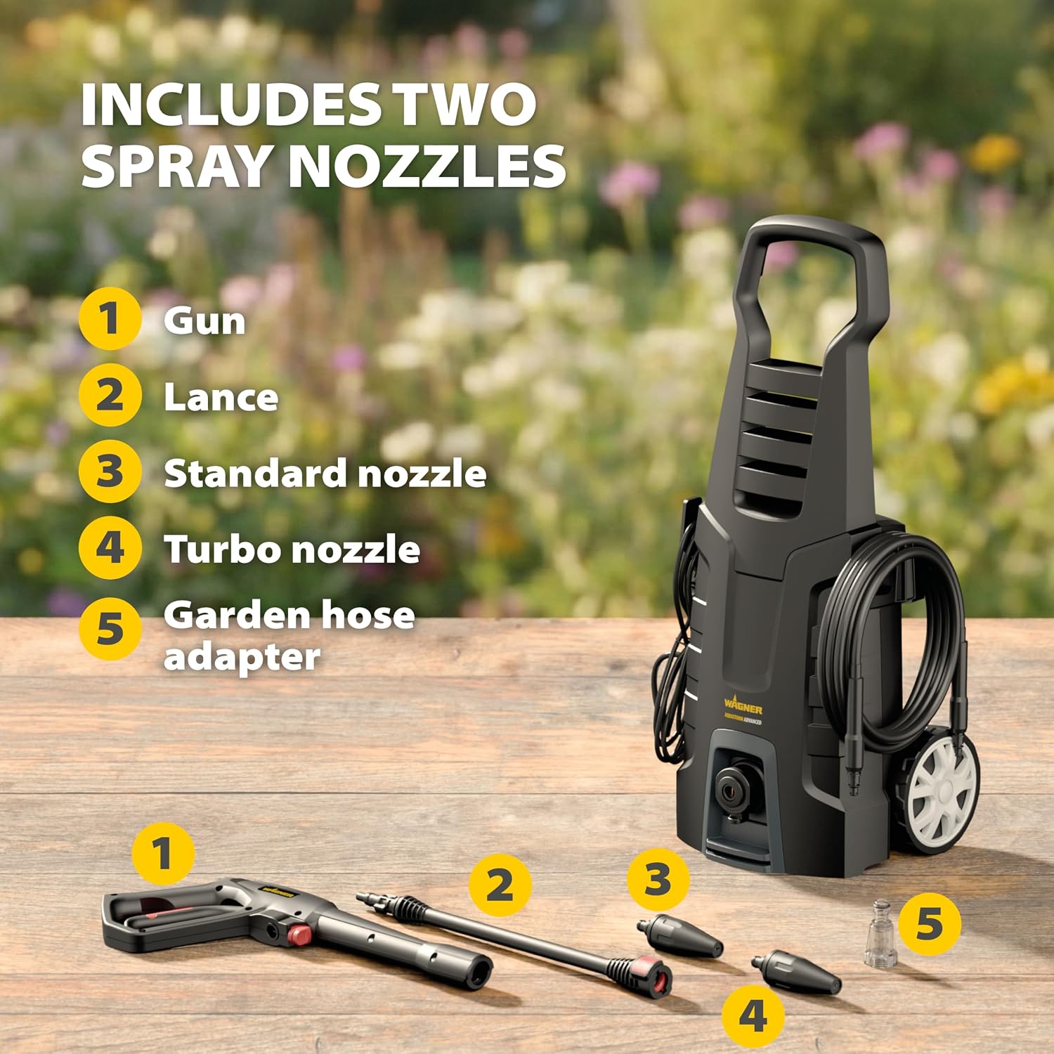 Thumbnail 1 de WAGNER Aquastorm Advanced pressure washer with Standard & Turbo nozzles and 5 m high-pressure hose