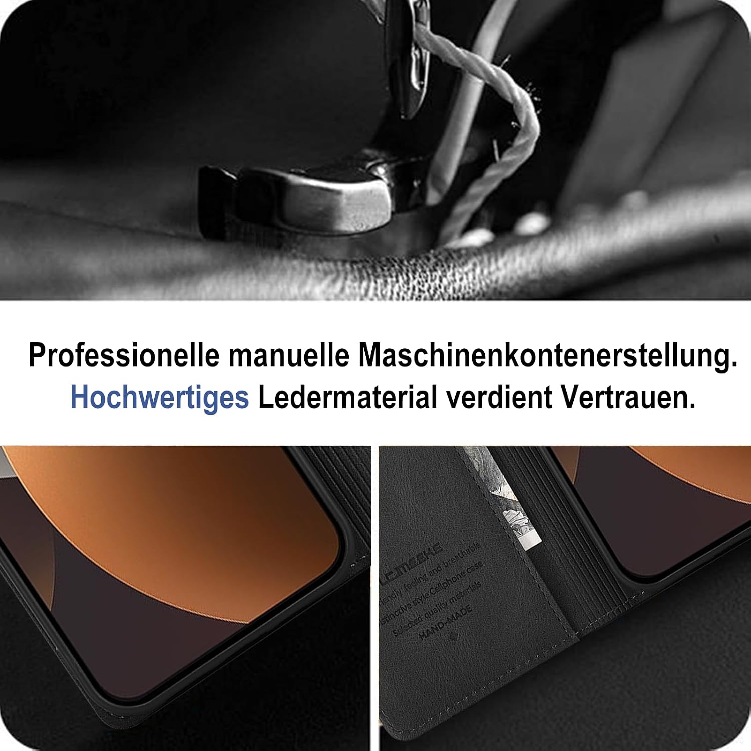 Detalle de Giyer Hülle für Xiaomi Redmi Note 15 Pro 5G – PU Leder Wallet Flip Case mit Schutzfolie & Standfunktion (Schwarz)