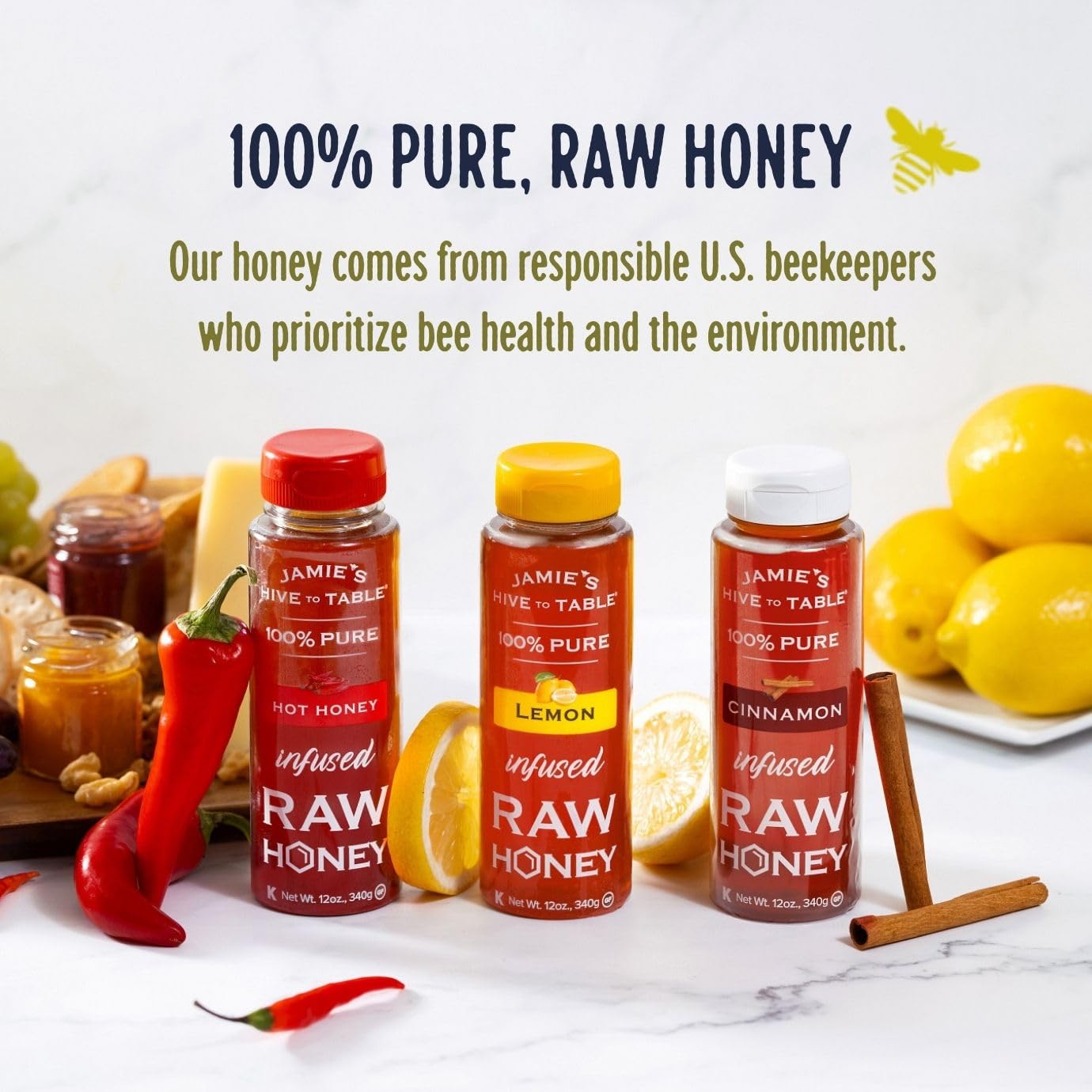 Detalle 2 de Jamie's Hive to Table Honey Gift Set, 36 oz, Hot, Lemon & Cinnamon