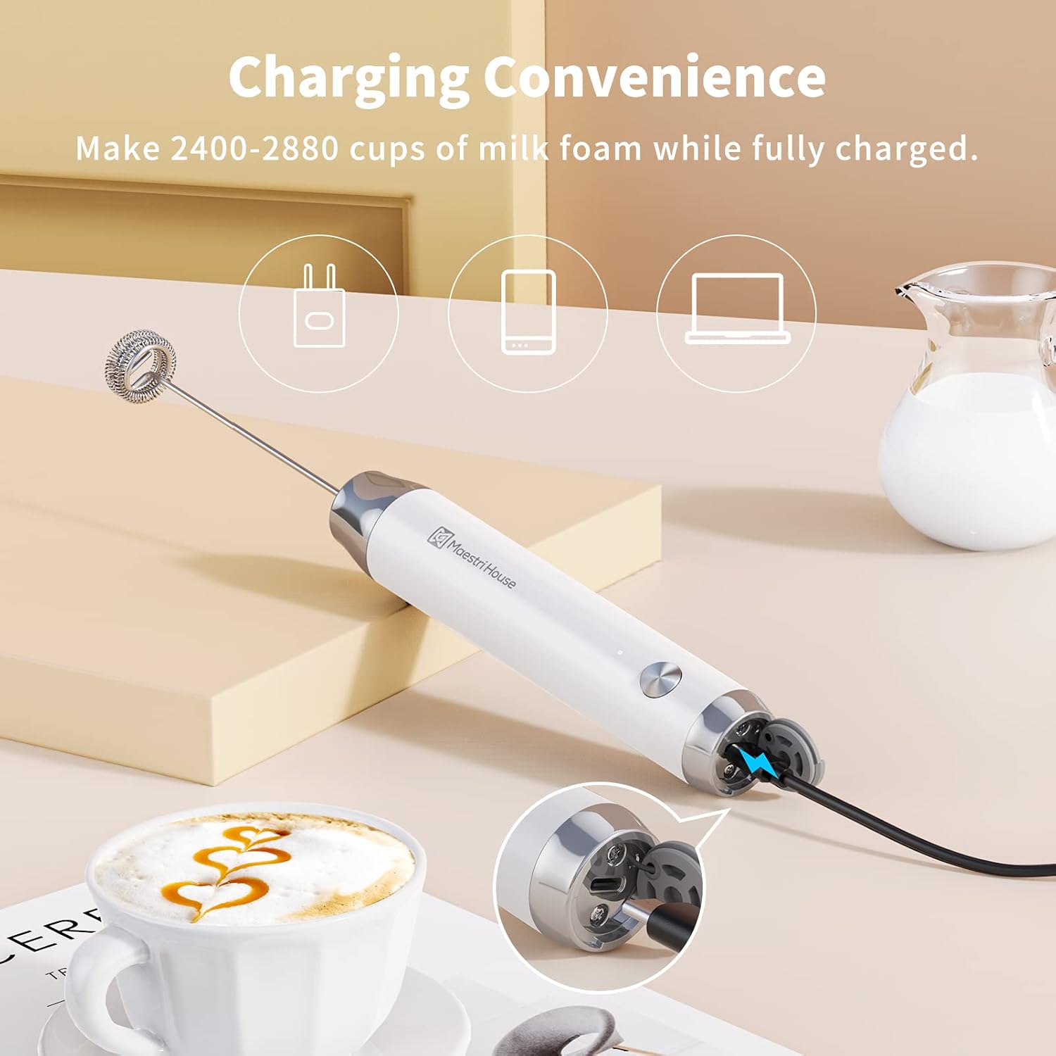Thumbnail 1 de Maestri House LunaFro Rechargeable Milk Frother 1200mAh