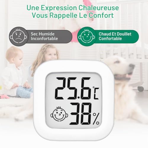 Detalle de QIQIAZI thermomètres-hygromètres d’intérieur lot de 6