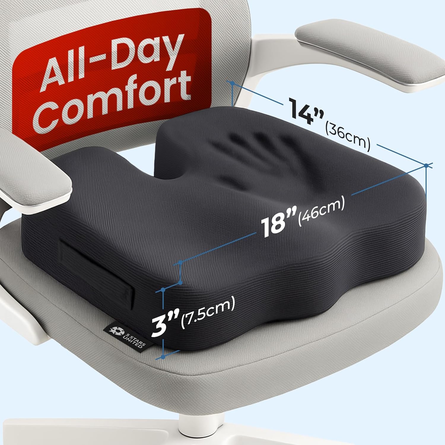 Detalle 2 de Seat Cushion for Office Chairs Tailbone Coccyx Pain Relief
