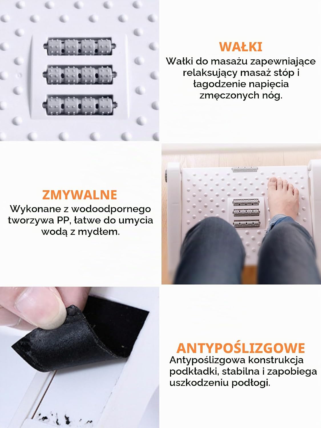 Detalle de MAGIC SELECT R6210 – regulowany podnóżek biurowy z masażem, 6 poziomów